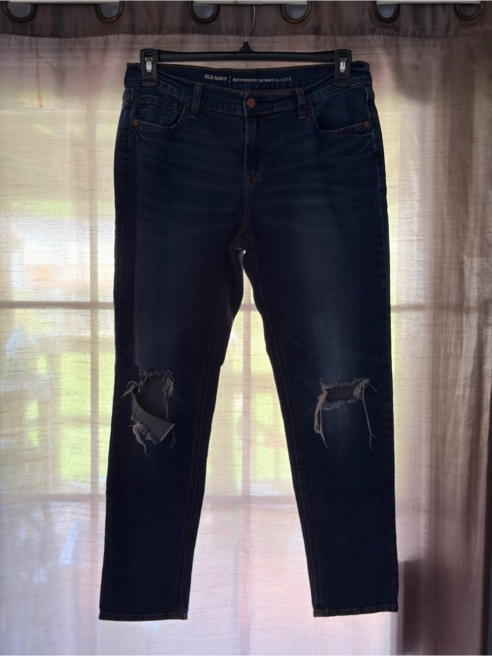 Old Navy Dark Blue Distressed Boyfriend Jeans